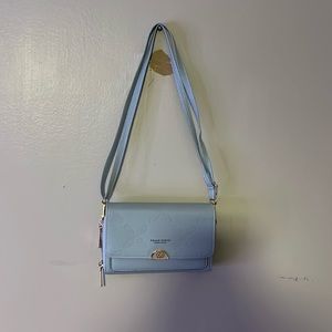 Long baby blue adjustable purse